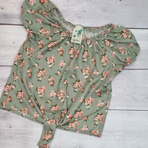 25-3-274 LILY BLEU PEASANT TOP W/ TIE SIZE M 10-12 EUC